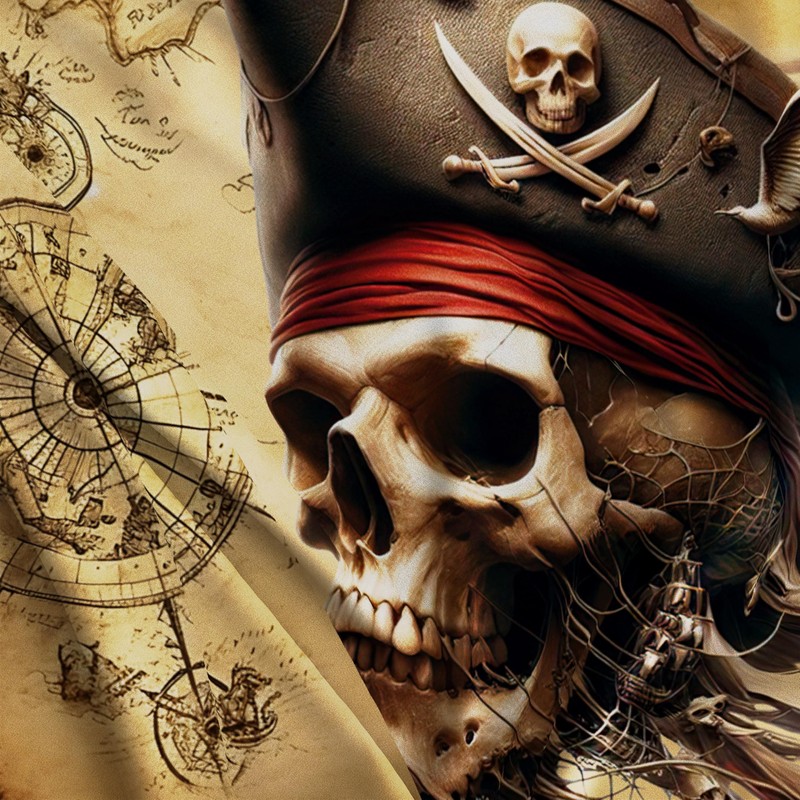 Pirate Flag – Jolly Roger Flag with Pirate Map –