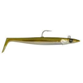 Savage Gear Sandeel V2-2 Rubber Fish + 1 Jig Head, Size/Weight/Colour: 15.5 cm/46 g/Khaki