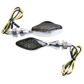 MotorToGo Chrome Short Stem mini LED Turn Signal Lights Indicators Blinkers Compatible for Yamaha FZ07