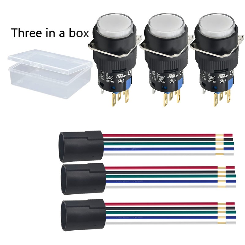 Latching Push Button Switch 16mm Power 12V DC LED Light