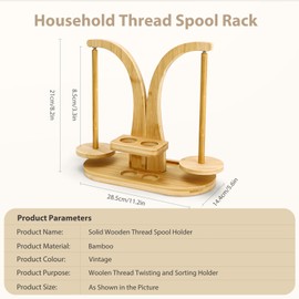 Magnetic Wooden Yarn Holder – Double Spindle Rotating Yarn Spinner with Anti-Slip Pads, Detachable & Portable Yarn Ball Stand for Knitting & Crochet – Gift for Craft Lovers (Light Color)
