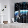 ZXMBF Spaceship Interior Shower Curtain Planet Earth Galaxy Futuristic Science