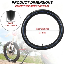 17 Inch Tyre Tube, 2.50/2.75-17 Pit Motorcycle Dirt Bike Rubber Hose Replacement with Straight Valve Stem, for 110CC 125CC 140CC Motorcycles Universal