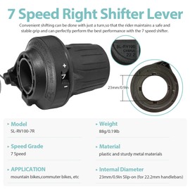 Relwears 7 Speed Right Shifter Lever, SL-RV100-7R Bicycle Twist Shifter Lever for Mountain Bike Commuter Bike Road Bike