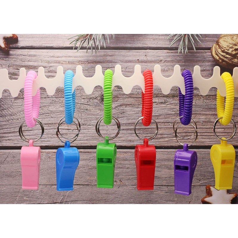 Sport Whistle with Bracelet 6pcs Loud Clear Plastic Whistles with