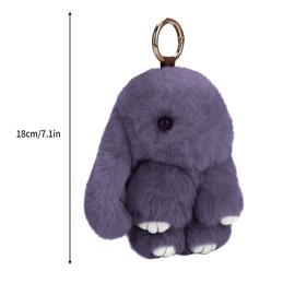 Song Qing Cute Bunny Keychain Soft Rabbit Fur Pompom Ball Fluffy Keyring