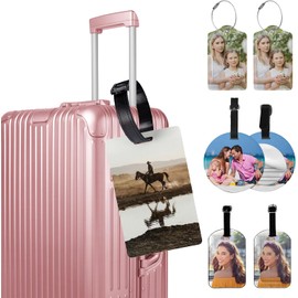 Etiquetas de equipaje personalizadas, etiquetas de equipaje personalizadas para maletas con tu foto/texto, etiquetas de bolsa de mochila para regalos de viaje, Material de PVC, 2 PCS