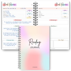Reading Journal for Book Lovers | Log Book to Summarize, Review and Rate the Books you've Read | A5 Pastel Rainbow
