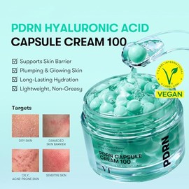 VT COSMETICS PDRN Capsule Cream 100, Hydrating Face Moisturizer with 100,000ppm PDRN, Hyaluronic Acid, 9 Peptides, Firming & Plumping Nourishing Cream, Korean Skin Care, 1.69 fl. oz.