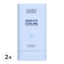 Coupy Non-sticky Zero Fit Instant Cooling Moisture Sun Stick SPF50+ PA++++, 19g, 2 Pieces / 쿠피 끈적임없는 제로핏 즉각 쿨링 수분 선스틱 SPF50+ PA++++, 19g, 2개