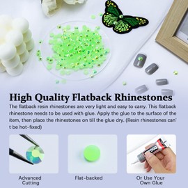 Briskbloom 3000PCS 3mm Resin Flatback Rhinestone, Peridot AB Color Flatback Jelly Resin Rhinestones for Mugs, Bottles, Tumblers, Craft Decoration, Loose Bling Glitter Diamond Stone