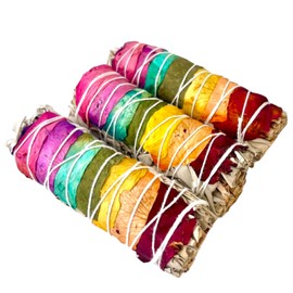 TAJ MAHAL MODA HINDU Sahumerio Natural de Salvia Blanca 7 Chakras, Manojo 10-12 cm, Incienso Premium al Alto Vacío, Artesanal Mexicano(3 Unidades)