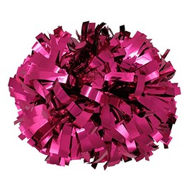 Metallic Cheerleader Cheerleading Pom Poms 6 inch 1 Pair 2 Pieces (Hot Pink)