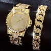 Luxury Quartz Watch with Rhinestones - Two-piece Watch and Bracelet