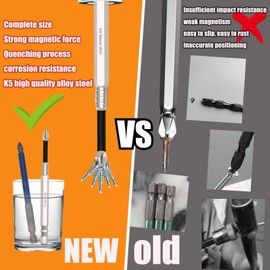 High Magnetic Screwdriver Drill Bit Set - With Magnetizer K5 Impact Resistant Non Slip Bit, Universal Anti-Slip Magnetic Electric Screwdriver Set, 25 50 65 70 75 90 100 120 150mm (9Pcs)