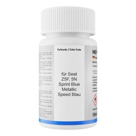 MG PRIME Autolack Lackstift Set für Seat Z5F / 5N Sprint Blue Metallic/Speed Blau Basislack Klarlack je 50ml