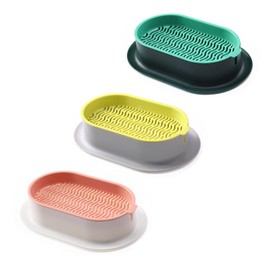 LIFTATAPA 3Pcs Cat Grass Planter, Plastic Wheatgrass Planting Trays Hydroponic Cat Grass Growing Kits for Indoor Cats Soilless Nursery Box Pet Grass Pot (3 Color)