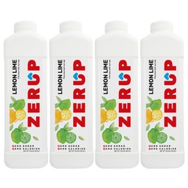 Zerup Zero Sugar Lemon Lime Syrup, Sugar-Free Syrup, Zero Calories and Sugar, Clean and Sweet, Refreshing with Soda, Keto Friendly, Ideal for Sparkling Water, Tea, Yogurt and more, Indulgent Taste 33.8 Oz (1L), Pack of 4