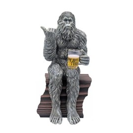 John Bernard & Company Party Bigfoot Male Hang Loose Beer Drinking Decorative Sasquatch Yeti Statue/Figurine 10 Inch H Shelf Sitter Figurine (Stone Gray)