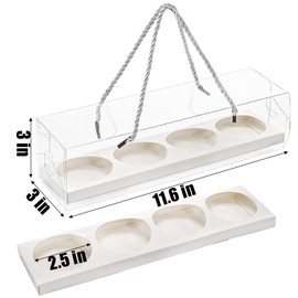 Coloch 24 Pack Clear Cupcake Carrier with Handle, 12 x 3 x 3 In Valentine's Day Plastic Cupcake Boxes with 4 Count Baked Dessert Box, for Cupcake, Dessert, Muffins, Party, Wedding