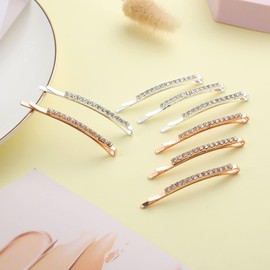 12 Pieces Rhinestone Bobby Pins, Silver and Gold Metal Hair Diamond Bobby Pins Clips Crystal Hair Pin for Lady Women Girls