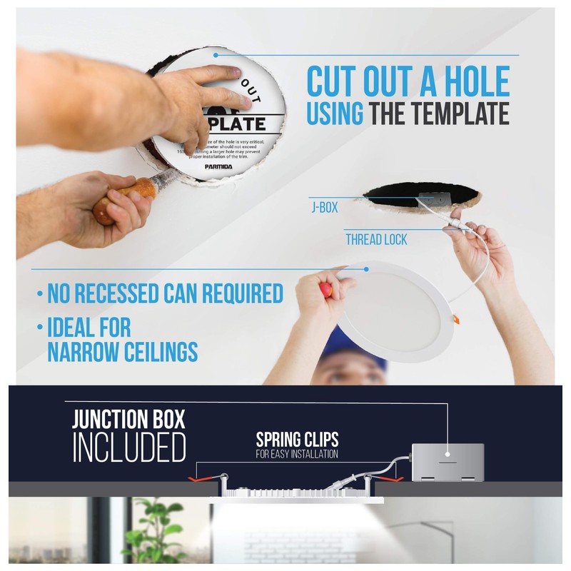 PARMIDA (12 Pack) 6 Inch Ultra-Thin LED Recessed Ceiling Light