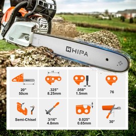 Hipa 20 Inch Chainsaw Chain .325" Pitch .058" Gauge 76 Drive Links Compatible with Blue Max 53543 52209 8901 8902 Oregon 21LPX076G 3 PACK