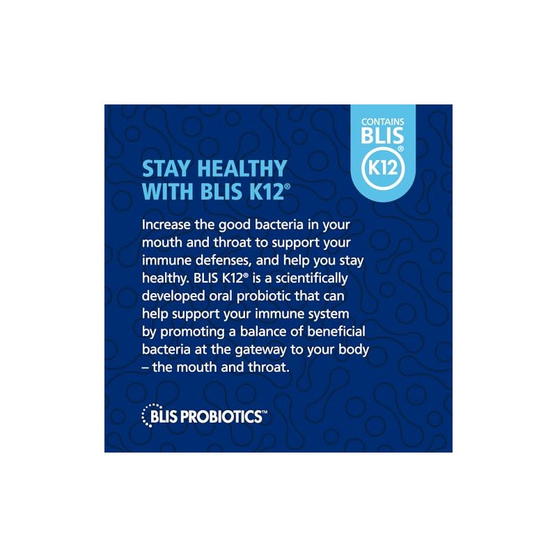 BLIS Probiotics ThroatHealth Oral Probiotics k12 2.5 Billion Cfu, Throat