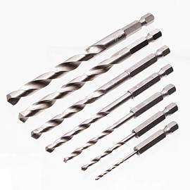 7-Piece 2-8 mm HSS Universal Drill Bit Set Hex Shank Metal Drill Plastic Drill Bit