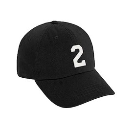 Daxton Custom Team Number Low Profile Adjustable Baseball Dad Hat Cap, Black Hat White 2