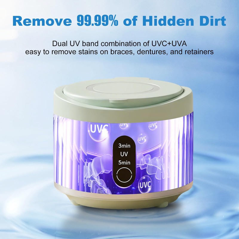 Dental Ultrasonic Retainer Cleaner Machine,45khz Ultrasonic Denture Cleaning Pod,Suitable for
