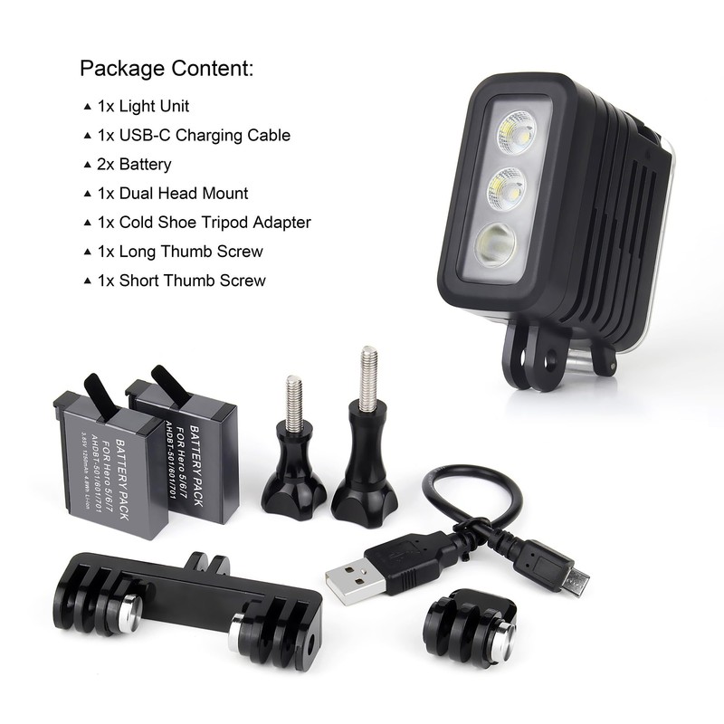 YALLSAME 164ft Underwater Dive Light for GoPro DJI Action Cameras