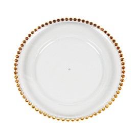 Fun Express Clear Chargers with Gold Beaded Trim - 6 Ct.