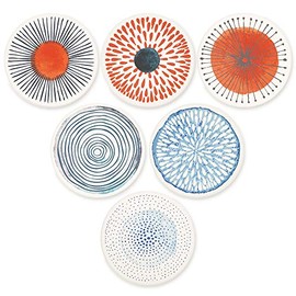 AD Juego de 6 posavasos para absorber bebidas, redondos, de cerámica, con base de corcho, tapete de protección de mesa para tazas y tazas, oficina, cocina (serie colorida)