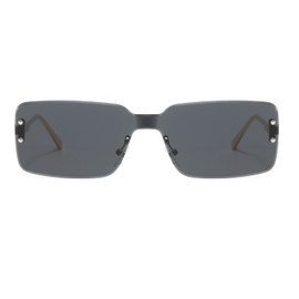 Azoxus Small Rectangle Sunglasses Women Men Retro Rimless Clear Tinted Sun Glasses Vintage Frameless Square Blue Lens, 65mm