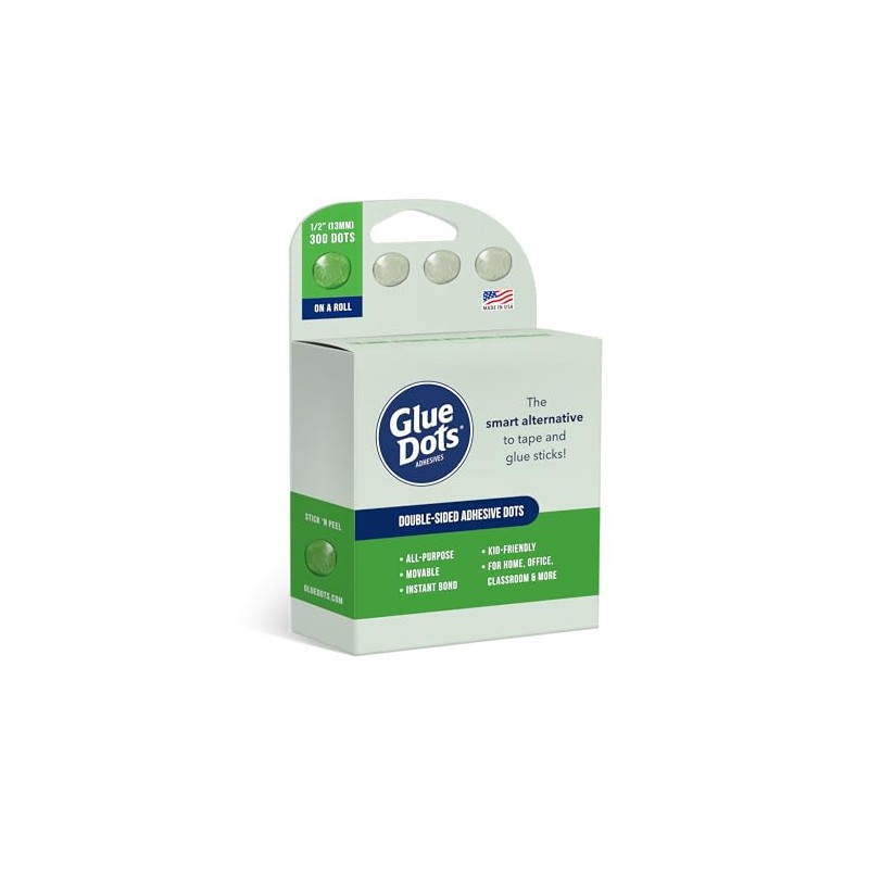 Glue Dots, Roll for everyday uses, ½”, .5 Inch, 300