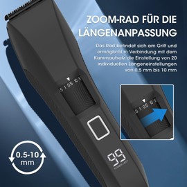 Barttrimmer Herren Professioneller kabelloser Gesichtstrimmer mit Zoom-Rad (0,5-10mm) Nass/Trocken-Elektrotrimmer zum Präzisions-Haarschneiden für Bart, Schnurrbart & Gesichtspflege LED-Anzeige