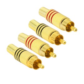 PNGKNYOCN RCA Stereo Connector Plug with Spring Coax Audio Solderless Gold Plated Adapter for Repair Speaker Cables（4-Pack）
