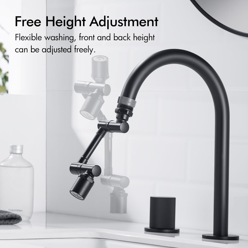 BAGNOLUX Brass 1080° Swivel Black Faucet Extender for Bathroom Sink,