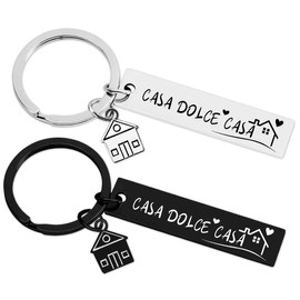 QZOSZ Pack of 2 House Keyrings, Steel Keyrings, House, New Couple He and You Keyrings, Family, Custom House, New Ideas, Housewarming Gift, First Christmas Gifts, Dolce