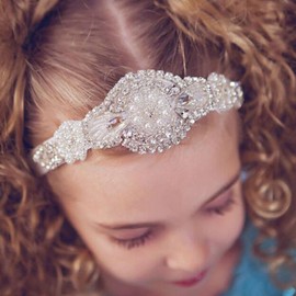Missgrace Crystal Flower Girl Headband Wedding Hair Accessories-Rhinestone Jewelry Headdress Silver