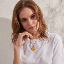 St Christopher Necklace Gold Plated Saint Christopher Medal Necklace for Men Gold St Christopher Necklace for Men Women Gold St Christopher Medal Stainless Steel Saint Christopher Pendant for Men