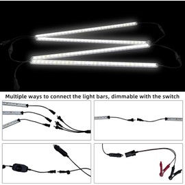 TopAutoGear 4-Bar LED Camp Light Kit Campin Gear Tent Accessories Led Strip Lights White