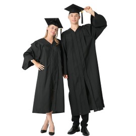 GraduationMall Graduation Gown and Cap for Adults 2024 Year Charm Unisex Matte University Bachelor High School Black XS(5'0"-5'2") 45