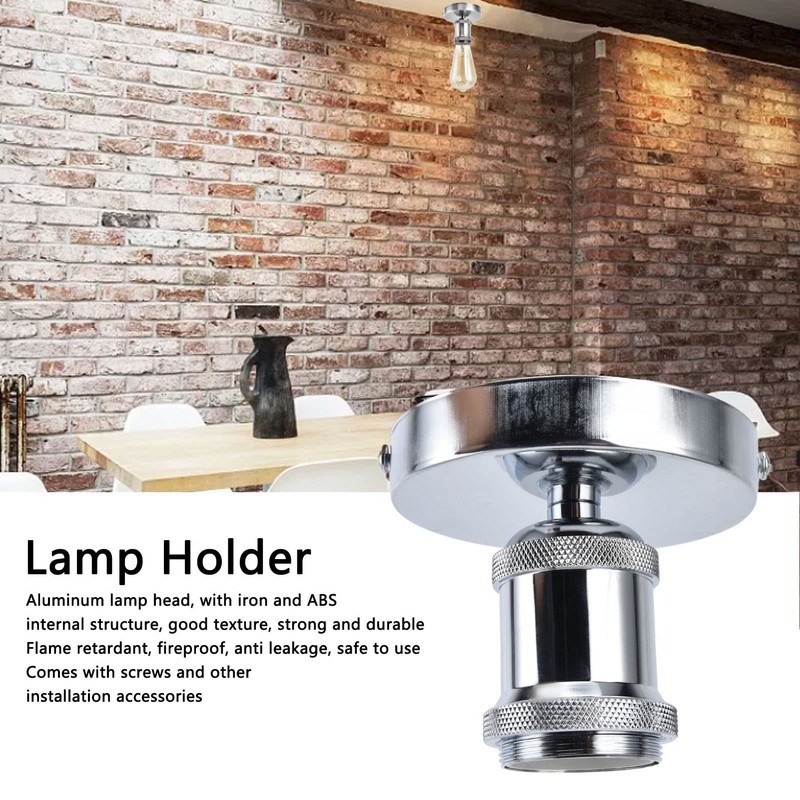 2Pcs Silver Bulb Socket, E26 E27 Modern Ceiling Lamp Light