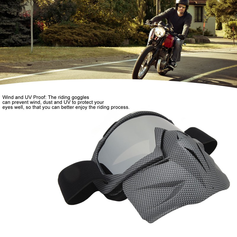 Motorcycle Face Mask Goggles Dust Wind UV Proof Riding Glasses