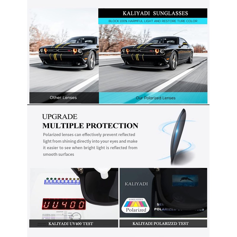 KALIYADI Polarized Sunglasses-for-Men Mens Sunglasses: Classic Polarized Sunglasses with UV