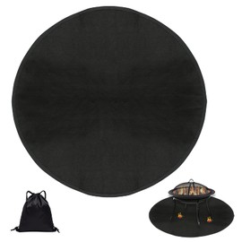 Heavyoff Round Fire Bowl Mat - Fireproof Heat Resistant Fire Pit Pad for BBQ Grills, Floor, Patio, Lawn, Camping, Deck Protector - Black, 30 Inches / 76 cm