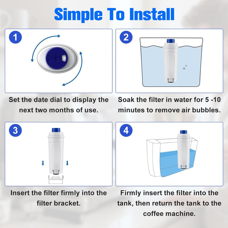 FOIRCEADAL DLSC002 Water Filter Replacement, Replace for Delonghi Coffee Machine