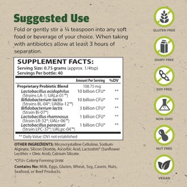 Master Supplements Granular Theralac - 1.05 oz - Multi-Strain Probiotic Powder for Optimal Gut Health - Great for Kids - Vegan, Gluten Free - 40 Servings